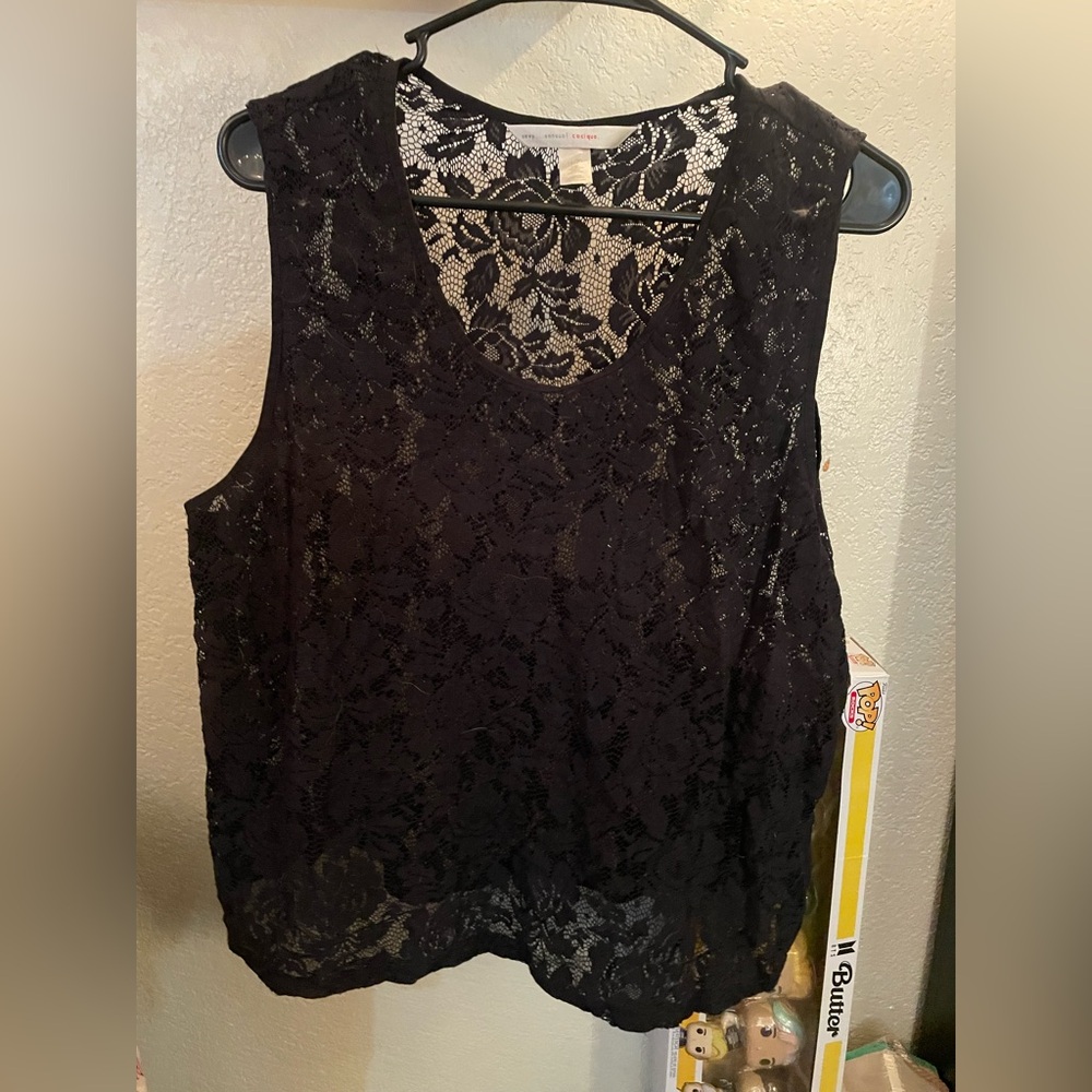 Cacique Black Lace Sleeveless Blouse